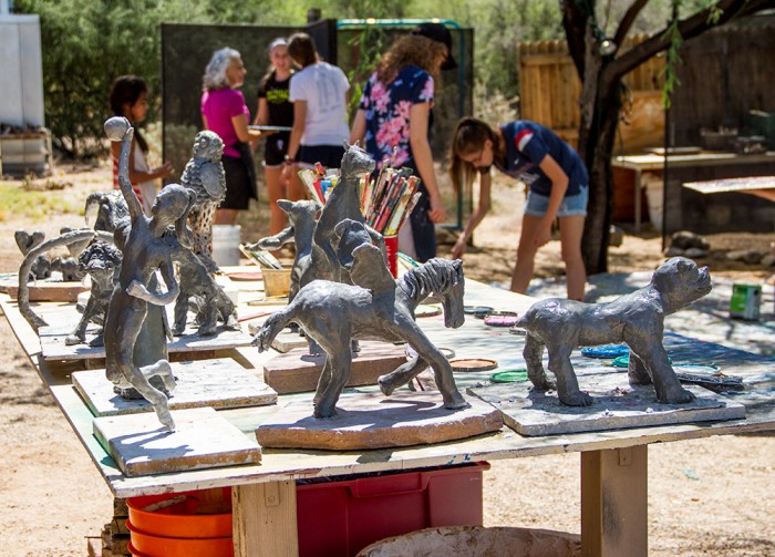 Summer Art Camp Kids 2015 sculpture class with Linda Ahearn Toscana Studio and Gallery Tucson AZ