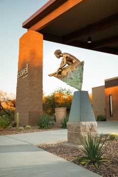 Balance, Bronze, in Spawell setting at dusk