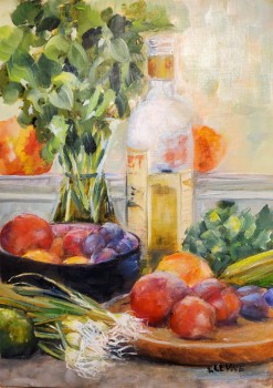 Expecting Company, 15 x 18, oil by Linda Levine