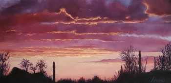 Madder Sky 12 x 24 oil by Linda Ahearn