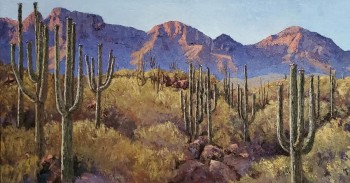 The Ridge At Honey Bee  oil 24 x 36 by Linda Ahearn