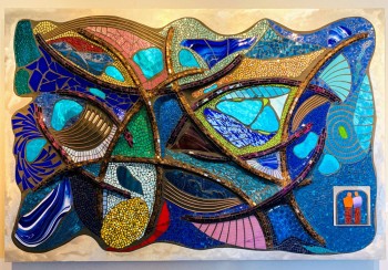 Let Us Walk In Another World, glass mosaic on aluminium, 6ft by 9ft
