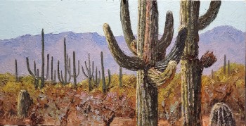 Saguaro Society, 8 x 12, oil on linen by Linda Ahearn