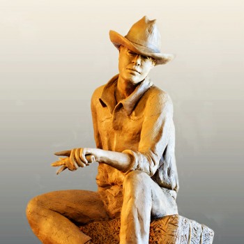 Seated Cowboy - clay for bronze    