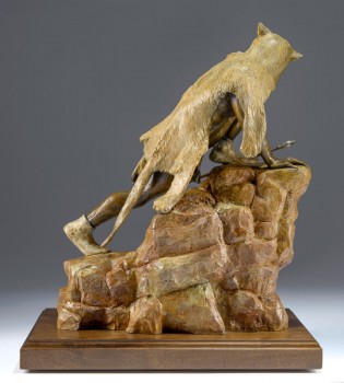 Lion Hunter,  Bronze, 24"x 20" Back - represented by Horses In Motion Gallery in Tubac Az