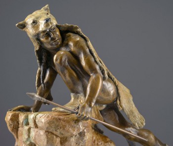 Lion Hunter, Bronze, 24"x 20" View 1- represented by Horses In Motion Gallery in Tubac Az
